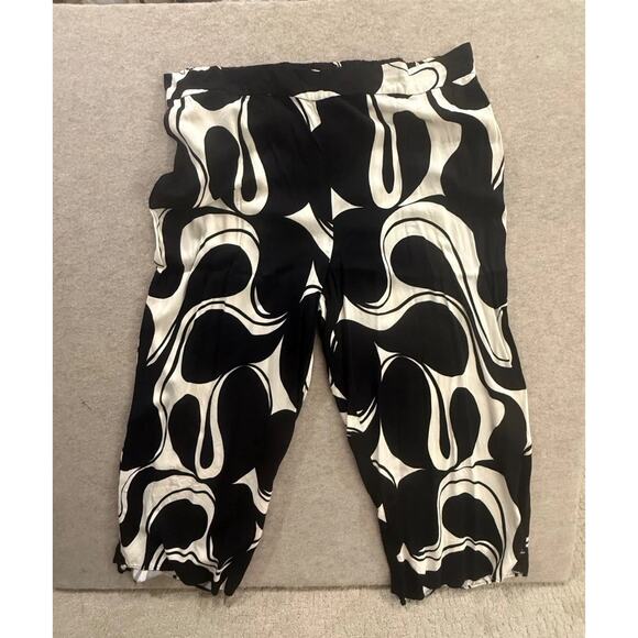 Eloquii Plus Sz 26 Women's Black White Swirl Print Wide Leg Dress Pants Trousers - Picture 4 of 8